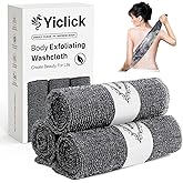 Yiclick Exfoliating Washcloth Towel, Japanese Exfoliating Bath Wash Cloth for Body Exfoliation, Korean Back Scrubber Washer for Shower, African Net Sponge Brush Loofah Exfoliator (Grey)