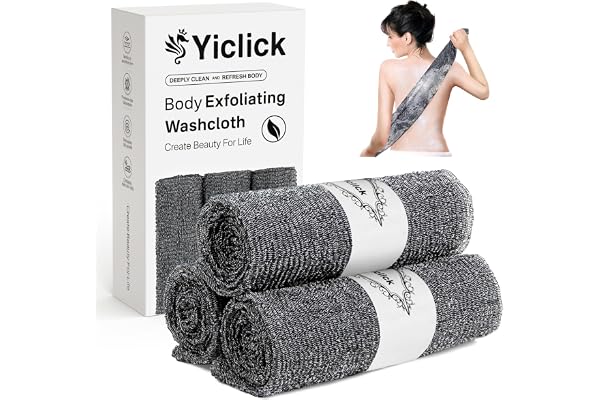 Yiclick Exfoliating Washcloth Towel, Exfoliating Body Scrubber, Back Scrubber Washer for Shower Bath, African Net Sponge Loof