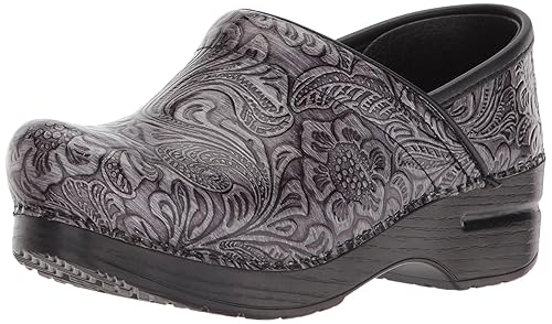 dansko professional grey tooled patent