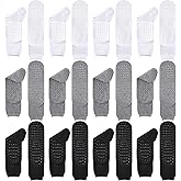 Foaincore 12 Pairs XX-Large Slipper Socks Terry Ring Non Slip Gripper Socks for Adults Home Hospital (Black,Grey and White)