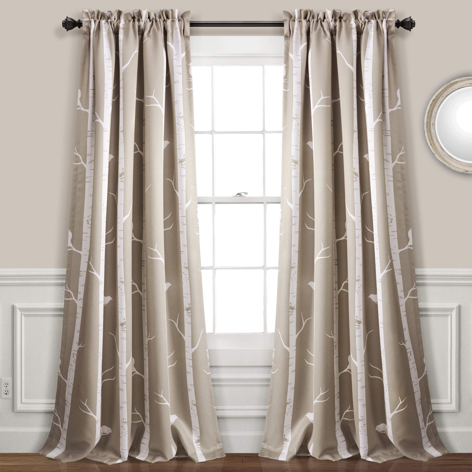 Lush Decor Lush Décor, Wheat Bird On The Tree Curtains Light Filtering Window Set for Living, Dining, Bedroom x 52" W, 84 in L Panel Pair