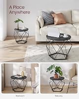 VASAGLE Round Coffee Table Set of 2 Black Steel Frame LET040B22 view 3