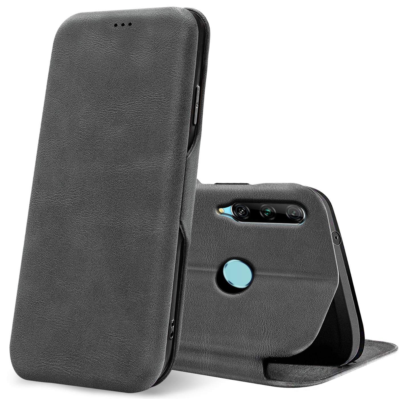 Verco Book Style for Huawei P Smart Plus 2019 Case, Premium Magnetic Flip Cover for Huawei P Smart+ 2019 Wallet Case with Card Slot, Grey