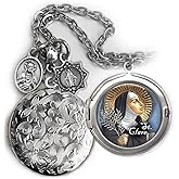 St. Clare of Assisi Locket Necklace, Patron Saint Confirmation Gift, Italian Charms