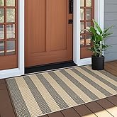 OJIA Front Door Rug 24"x51" Outdoor Doormat Washable Front Door Mat Indoor Entrance Tan Washable Porch Rug Woven Striped Outdoor Mat Entryway Rugs Small Area Rug for Kitchen Entry Bathroom