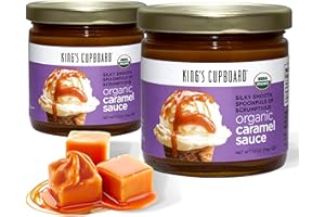 King's Cupboard Organic Caramel Sauce - The Perfect Sauce for Ice Cream, Fruit Dip, Topping Desserts, Caramel Drizzle for Coffee - Gluten-Free, Kosher, Organic, All Natural, 7.7 oz - Pack 2