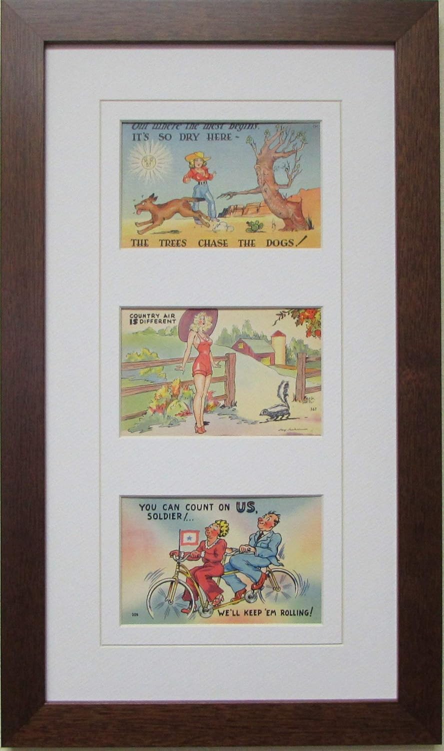 Postcard Frame for Three (3) 3.5" X 5.5" Postcards Walnut