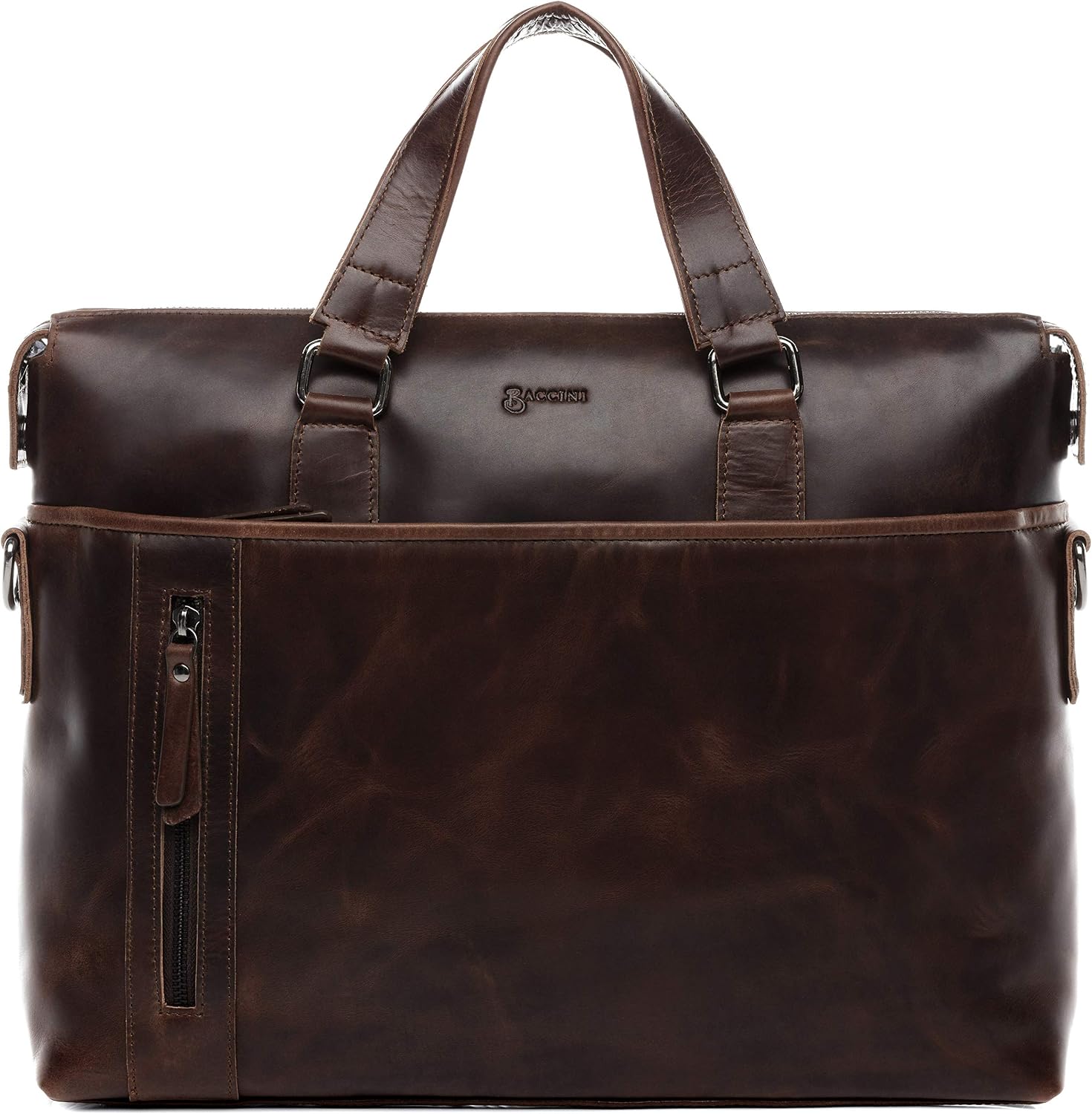 BACCINI Laptop Bag Leandro Large Business Briefcase Real Leather 15,4" Laptop Portable Satchel Leather Bag Men´s Bag Brown - Image 3