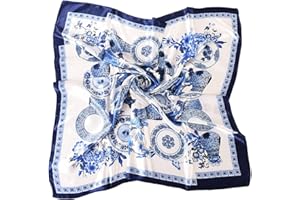 EIysee 35 x 35 Women's Fashion Pattern Large Square Silk Like Hair Scarf Head Sleeping Wrap Satin Neck Bandana for Gift…