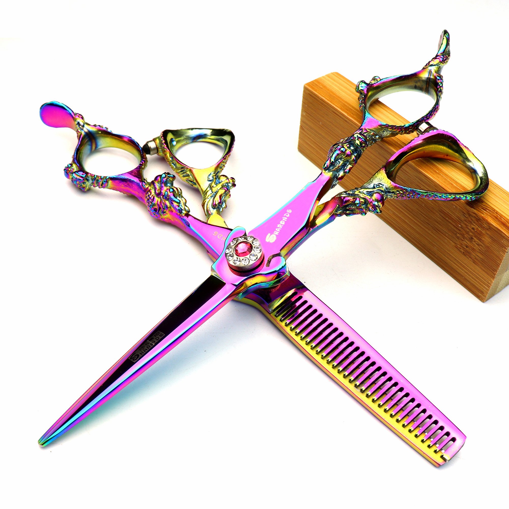 Photo 1 of 5.5/6 /7 Inch Purple Dragon Knight Professional Japanese Hair Scissors Barber Scissors Set (5.5 inch 2pc)