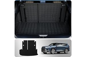 Thinzyou Cargo Mat Compatible with 2024 2025 Toyota Grand Highlander Trunk Mat Cargo Liner TPE All Weather Back Seat Cover Protector Grand Highlander Accessories (Trunk Mat with Backrest Mat)