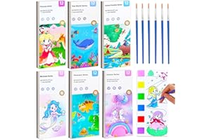 BAOXUE 6 Pack Water Color Paint Sets for Kids,Pocket Watercolor Painting Book,Paint with Water Coloring Books for Toddlers Ages 2 3 4 5 6,Travel Arts and Crafts Kit for Girls Boys 4-8 Year Old