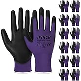 HSHCH Work Gloves for Men and Women 12 Pairs, PU Coated Safety Gloves with Grip, Ideal for General Duty, Warehouse, Auto, DIY