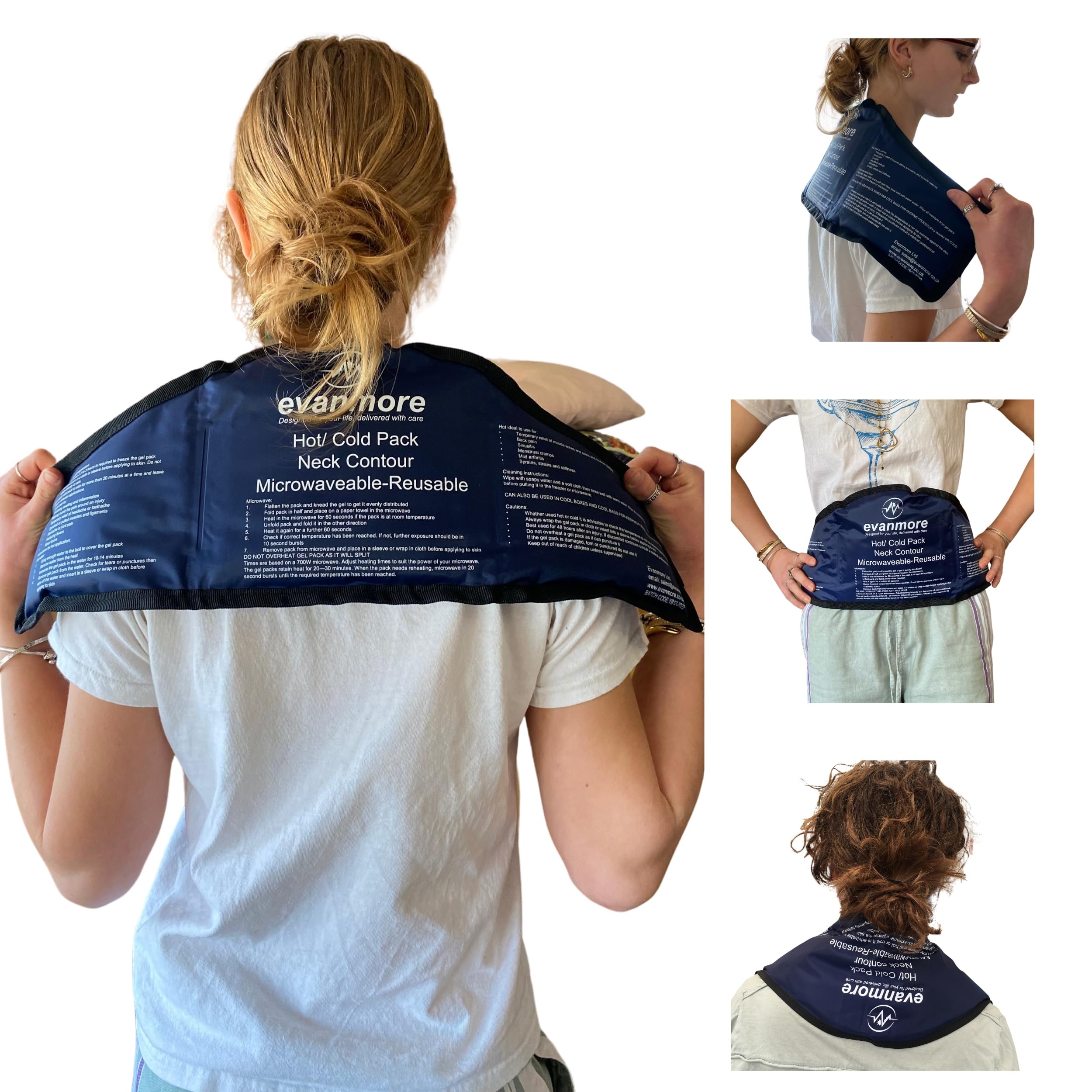 Neck Contour Hot Cold Pack Ice Gel Pad Large Upper Back Shoulder Therapy Microwave Reusable Flexible Heat Wrap Pain Relief Compress Freezer Cool Microwavable Injuries Swelling Muscle Inflammation Bag