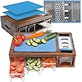 Granted By Grace Acacia Cutting Board with Containers & Lids - Board Meal Prep System w 4 Graters, 2 Plastic Chopping Board for Meat, Juice Grooves & More - Cutting Board Prep Station for Kitchen