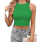 AURUZA Crop Tops for Women,Double Lined Crop Top,High Neck Cropped Tank Top Sleeveless Racerback Tops Basic Summer Shirt