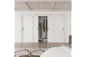 ARK DESIGN 80" White Prefinished 2-Panel Pantry Sliding Closet Door with Hardware Kit,96"×80"