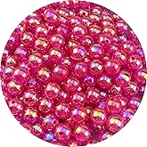 300 Pcs 10mm Acrylic Round Beads AB Colors Round Spacer Beads for Earring Bracelet Necklace Key Chains Jewelry DIY Craft Making(Rose Red AB)