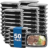 WESIRI 50-Pack 24 oz Reusable Meal Prep Containers 1 Compartment Food Storage Containers with Lids, Bento Box, Stackable, Microwave/Dishwasher/Freezer Safe, BPA Free