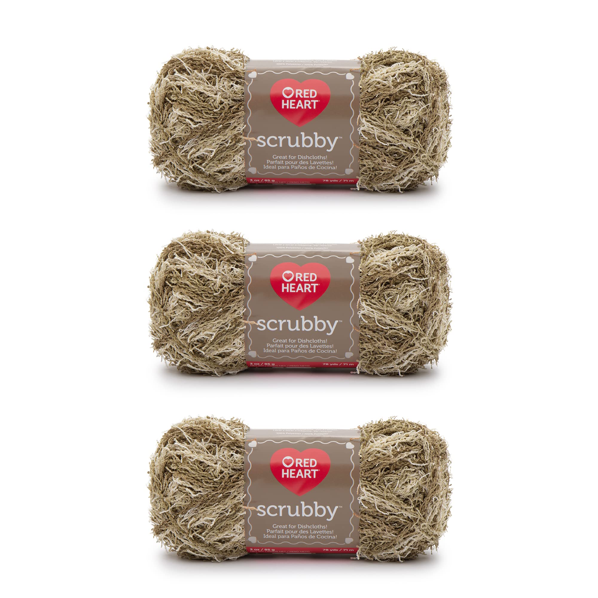 Red Heart Scrubby Yarn, 3 Pack, Almond 3 Count