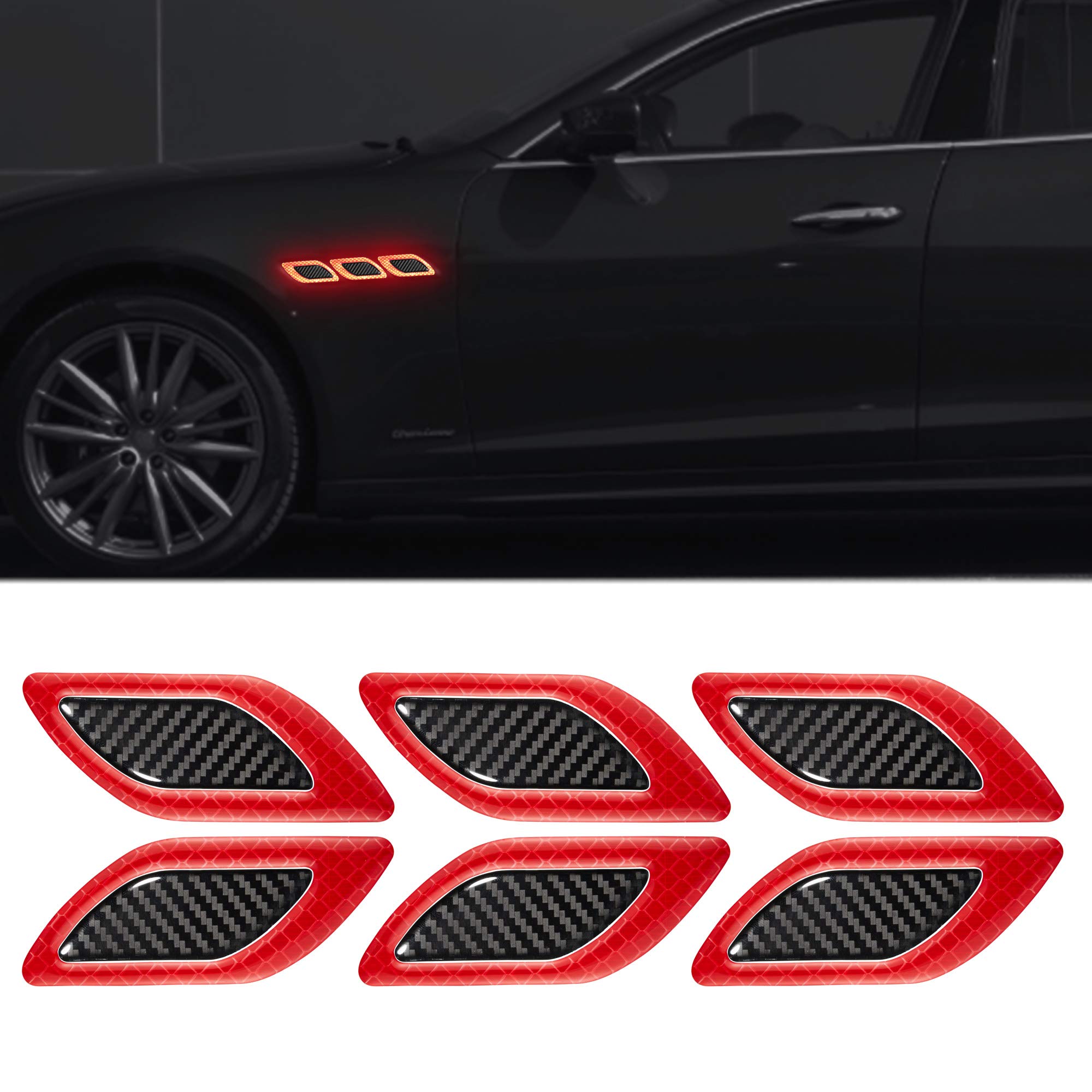 TOMALL 6Pcs 3D Strong Reflective Stripe Sticker for
