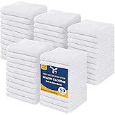 YRALY Cotton Washcloths Set - Premium Quality Face Cloths, 100% Cotton Ring Spun, Soft & Absorbent Towels for Body (50 Pack, White)