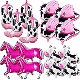 PullCrease 16 Pcs Western Party Balloons Horse Balloons Cow Balloons Cowgirl Boot Balloons Cowboy Hat Foil Balloons for Western Party Decorations Cowgirl Cowboy Themed Birthday Party (Cowgirl)