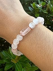Rose Quartz and Selenite Crystal Bead Bracelet