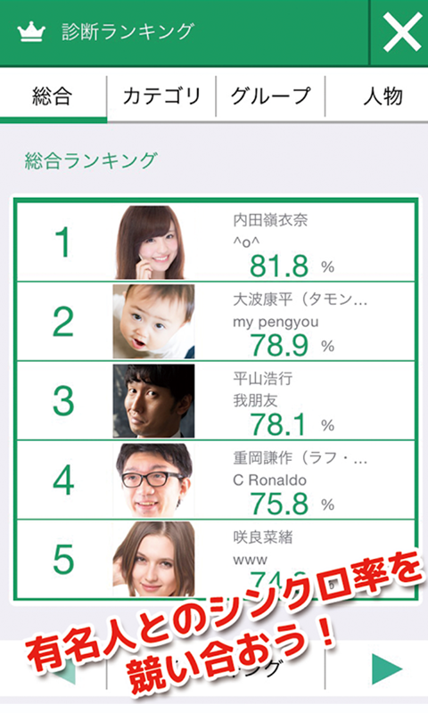 本格 有名人診断 ランキング おもしろコラ画像カメラ搭載 Amazon Co Jp Appstore For Android