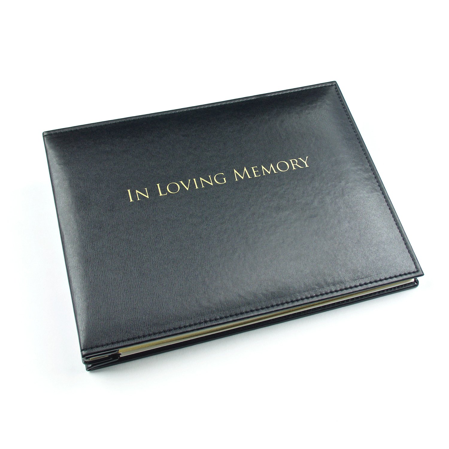 in Loving Memory Condolence Book - 50 Loose Leaf Pages with Gold Gilt Edges & Storage Box - Memorial Guest Book with 750 Message Lines & Keepsake Pocket - for Funeral Services (Black, 265x195mm)