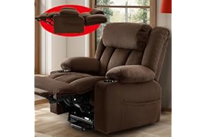 Cfvyne Three Motor Large Power Lift Chairs Recliners for Big and Tall Elderly, 180° Lay Flat Lift Chair, Infinite Position, Power Headrest, Heat & Vibration Massage - Plush Flannel Fabric (Dark Brown)