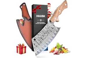 Huusk Japan Knife, Hand Forged Meat Cleaver Knife Japanese Kitchen Knife with Sheath Cooking Butcher...