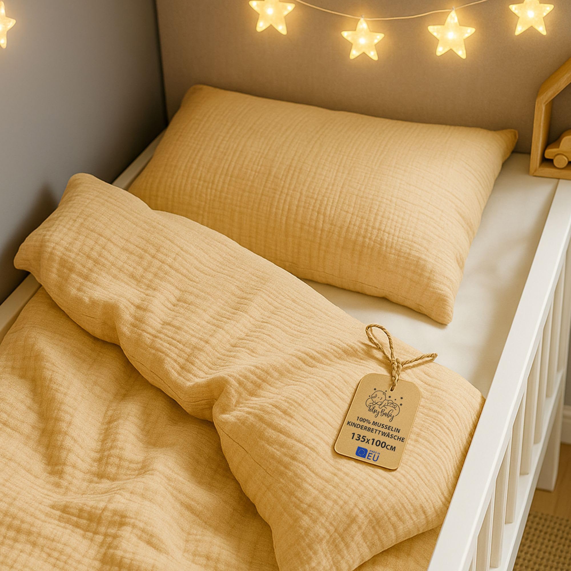 Totsy Baby muslin Cot bed duvet cover set 100x135cm - Cotton toddler quilt covers for girl and boy Set Comforter cover 100 x 135 cm and pillowcase 60x40 cm Oeko-Tex certified