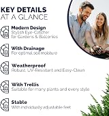 CASARIA Large Rattan Garden Trough Planter With Trellis 3 Pots Grey view 8