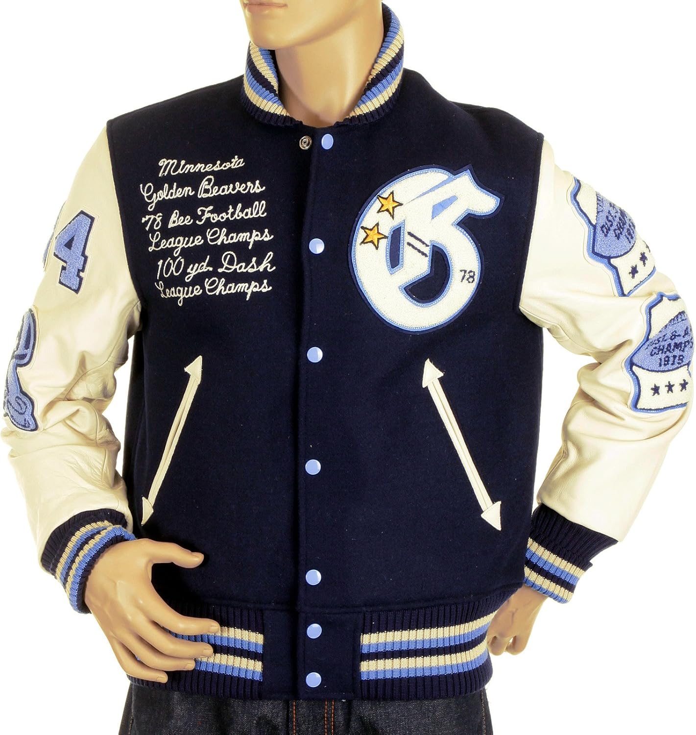 Sugar Cane's Whitesville Letterman Golden Beaver stadium jacket