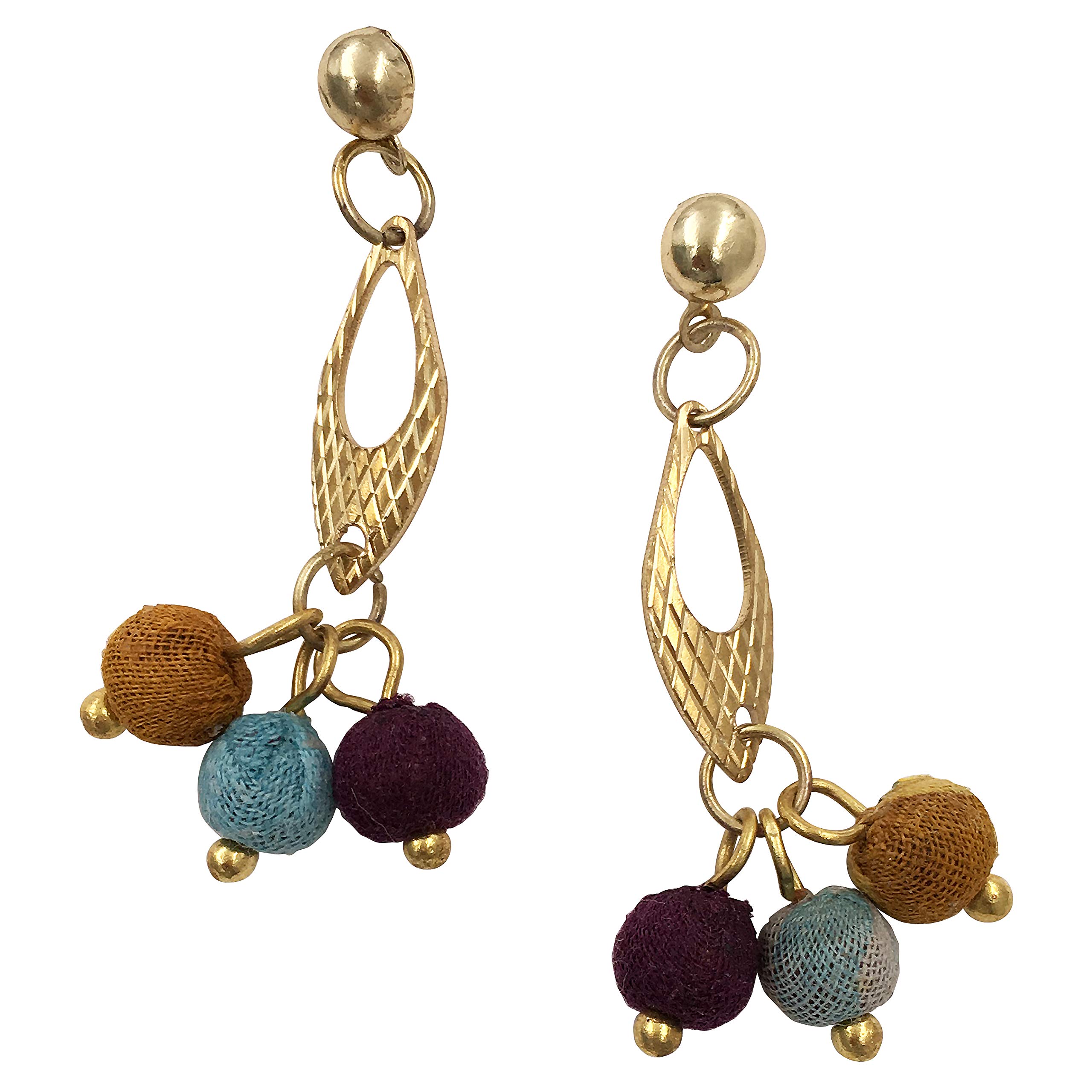 Handmade Earrings for Women Colorful Fabric Beads Boho Statement Drop Dangle Fashion T005