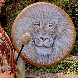 Firlar Lion Shaman Drum, 10 Inch Lion Pattern