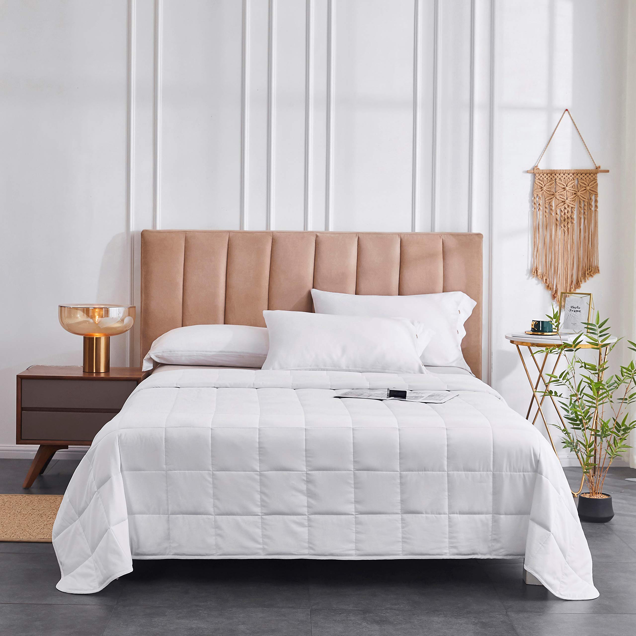 40lbs Weighted Blanket King Size 88x104 - 400 Thread Count Ultra Soft Cotton - Provides Heavy Pressure Perfect for Couples & California King Beds (40 lbs White)