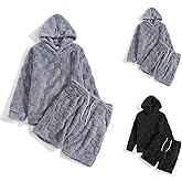 Fleece Hoodie Men Sherpa Hoodies Oversized Pullover Vintage Sweatshirts Match Corduroy Short Pants Pajama Sets