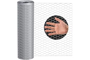 Lienffy Chicken Wire, Garden Poultry Netting - AGW 25/12 '' × 240 '' Hot-dip Galvanized 0.75in Hole Size Hexagonal Wire Garden Fence for Floral Craft Chicken Coop Barrier Rabbit Cage,Silver