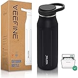 VEEFINE Water Bottle Vacuum Insulated Stainless Steel Water Bottles Keep Cold Hot Leak Proof Groove Thermos Wide Mouth…