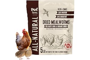 PET FAVES Dried Mealworms for Chickens, Birds, Hamster, Reptile and Turtle - Premium Non-GMO Treats with 55% Protein for Laying Hens - Organic Food for Wild Bird, Bluebirds, Robins, Cardinals. 5 Lb