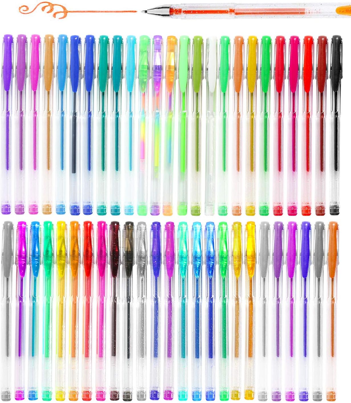 Color Gel Pen Set, 50 Individual Colors, Colored Gel