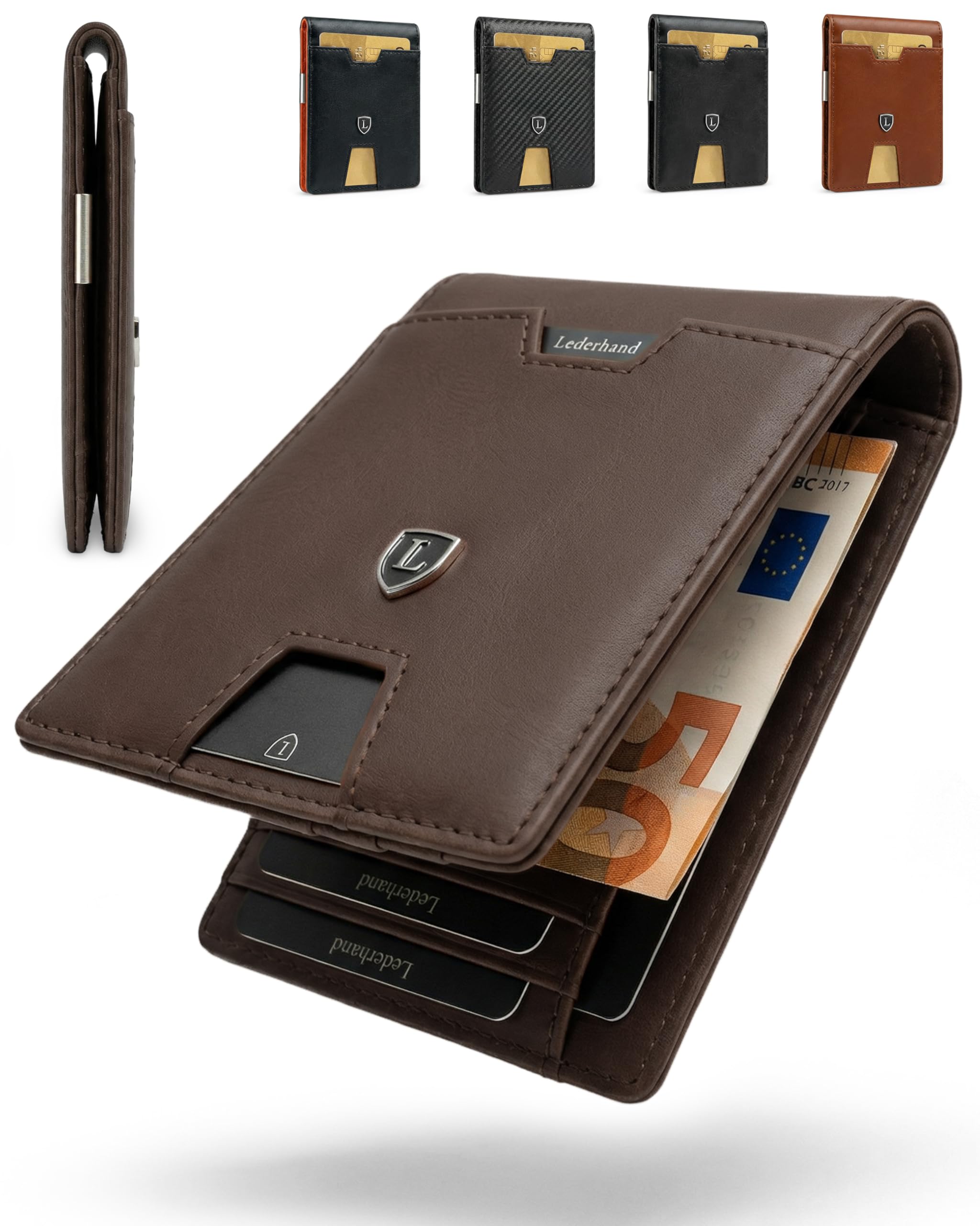 iSlim by Leatherhand ? Super Slim Nappa Leather Wallet with Clip, 9 Card Slots Without Coin Compartment, Premium RFID NFC Protection Slim ? Wallet Genuine Leather Gift ? Black