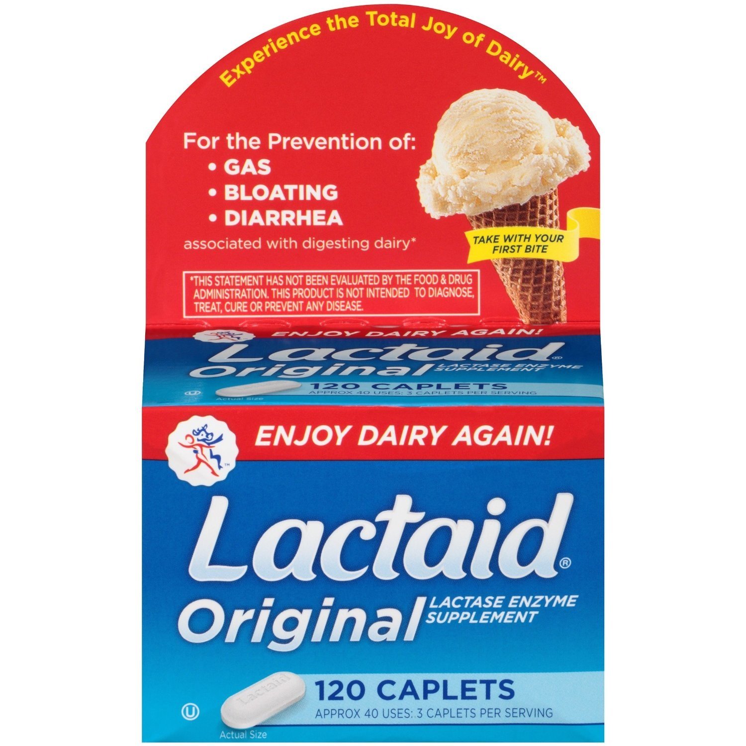 Lactaid Caplets, Lactase Enzyme Supplement, 120Count (6