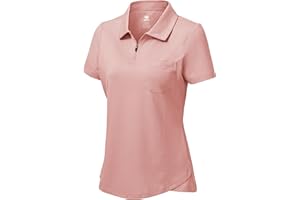 MoFiz Womens Zip up Golf Polo Shirt Short Sleeve Workout Golf Top Moisture Wicking Lightweight Tennis Shirts