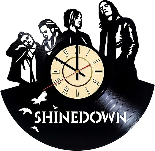 Amazon Com Shinedown Vinyl Clock Gift For Rock Music Fans Wall Decor Rock Band Wall Art Living Room Artwork Home Kitchen
