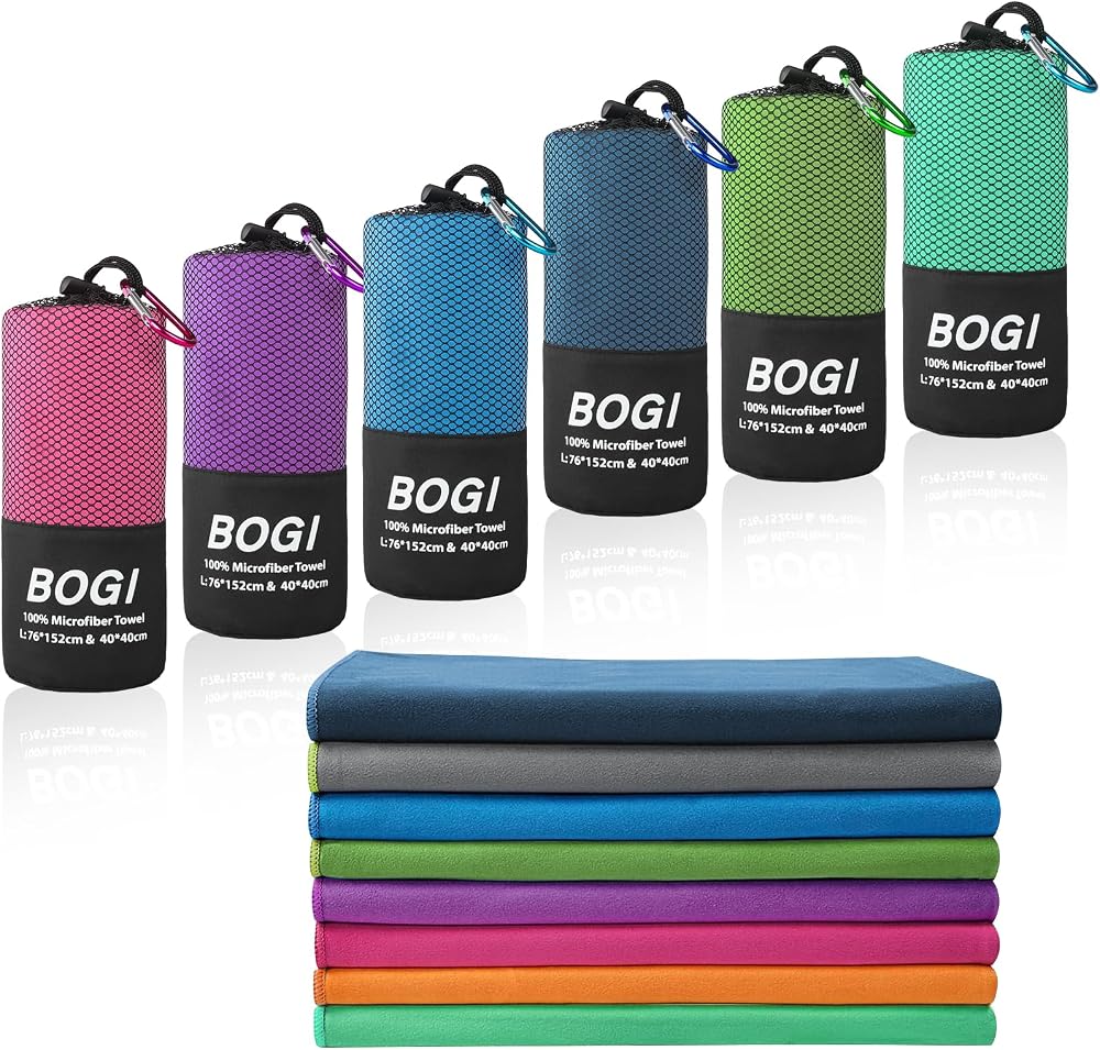 BOGI Microfibre Travel Towel M 100x50cm Blue Quick Dry Ultra Absorbent