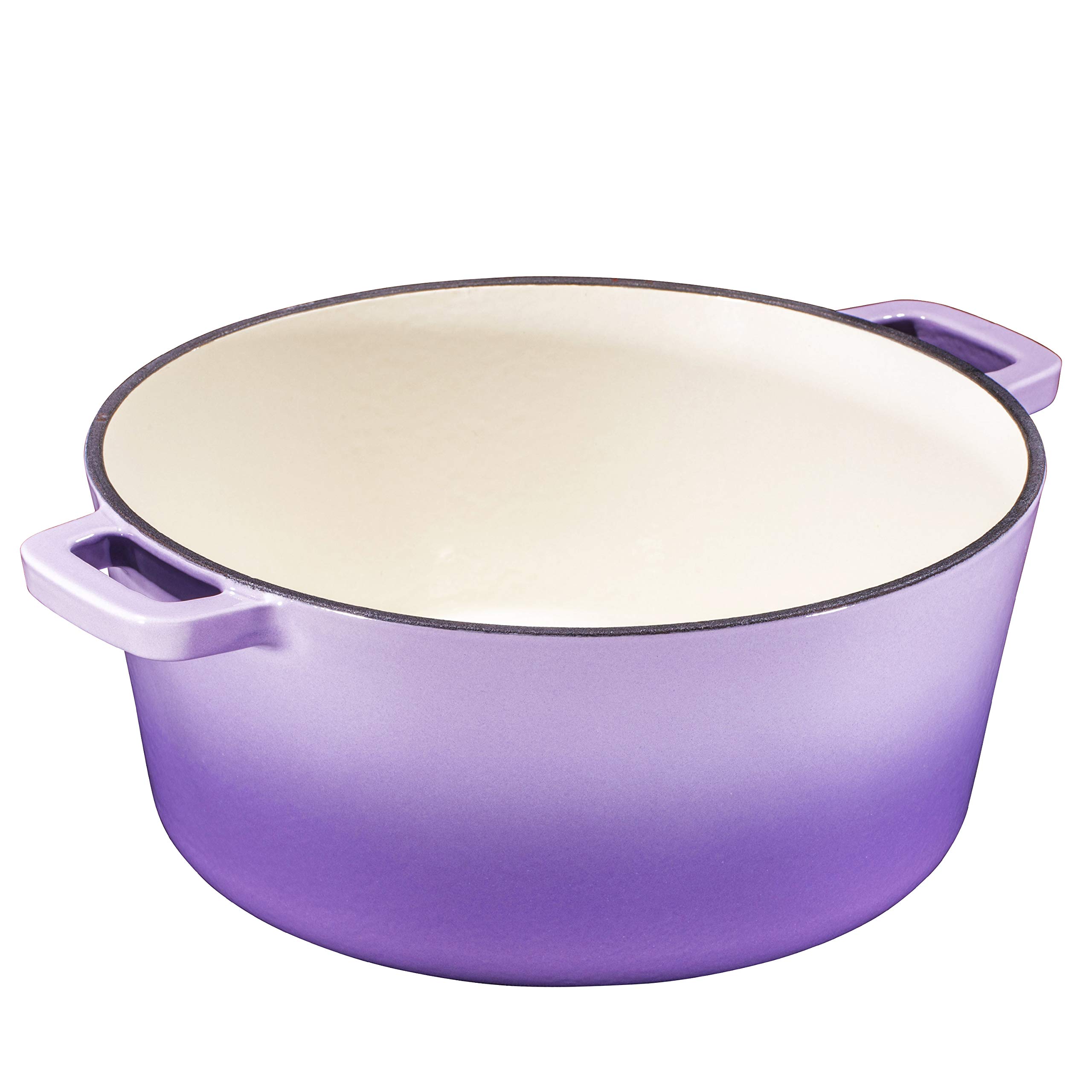 Bruntmor 2-in-1 Enamel Cast Iron Dutch Oven with Handles - Crock Pot Purple Cast Iron Pot with Skillet lid - All-in-One Cookware Braising Pan for Casserole Dish - 5 Quart, Purple