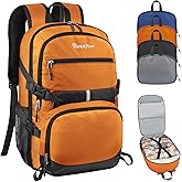 Seektop 40L Foldable Hiking Backpack for Women Men Lightweight Packable Travel Backpack Carry on Flight Approved for Outdoor Camping Sport Leisure (Orange)